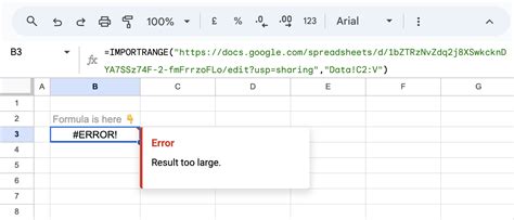 result too large google sheets importrange